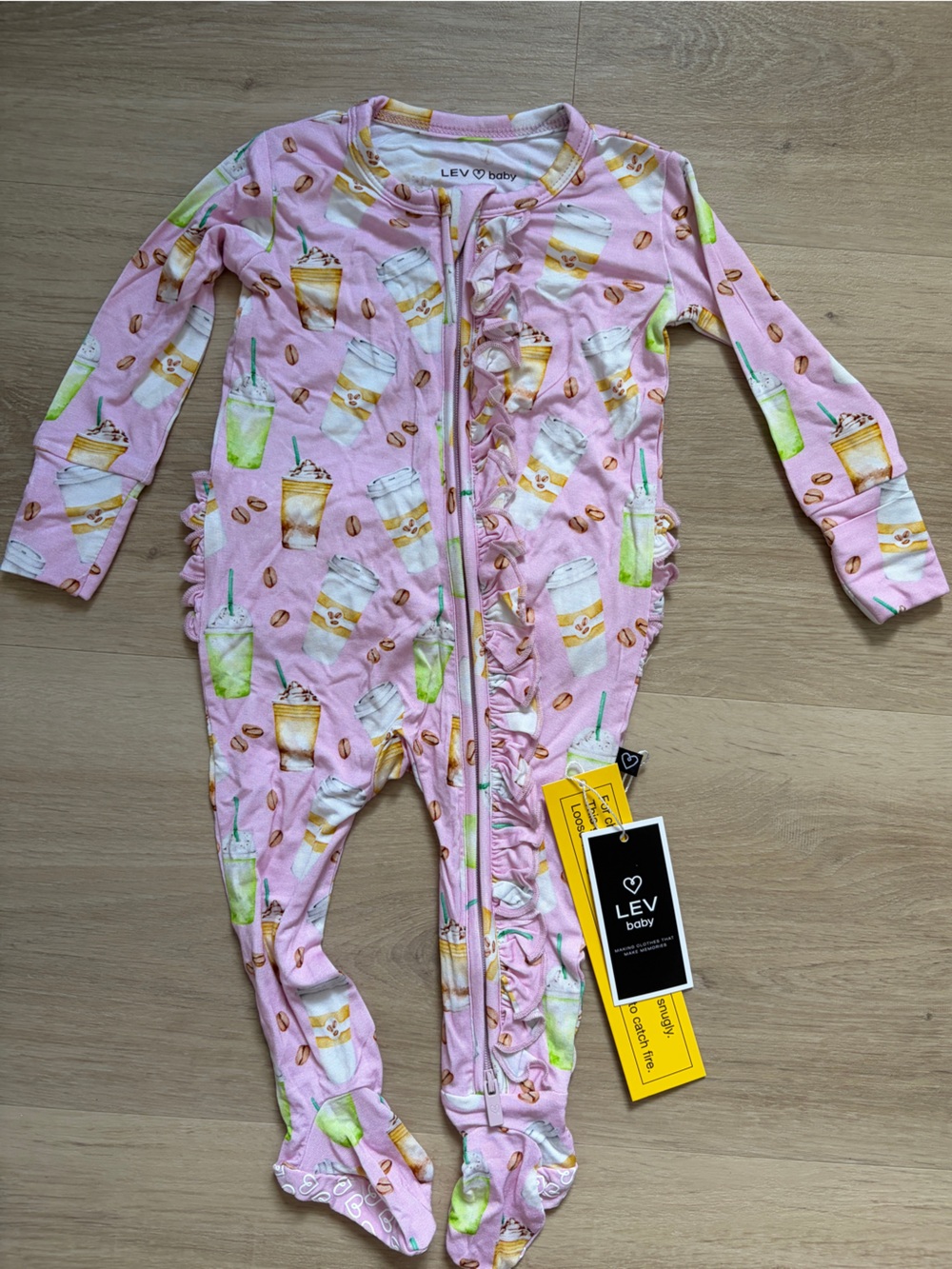 LEV Baby Bamboo Popsicle Ruffle Footie Pajamas 3-6M NWT